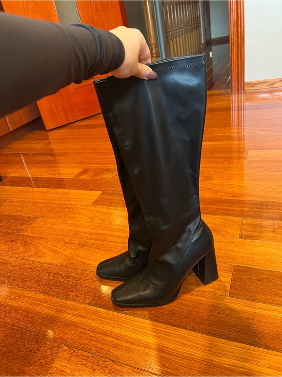 Fashion Nova Shoes - Fashion Nova Black Knee-High Square Toe Block Heel Boots